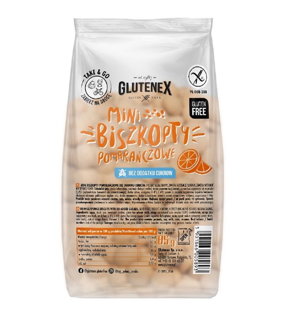 Glutenex mini biszkopty pomarańczowe, 85g