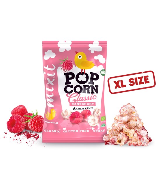 Mixit, Duży BIO popcorn - Malina, 75g