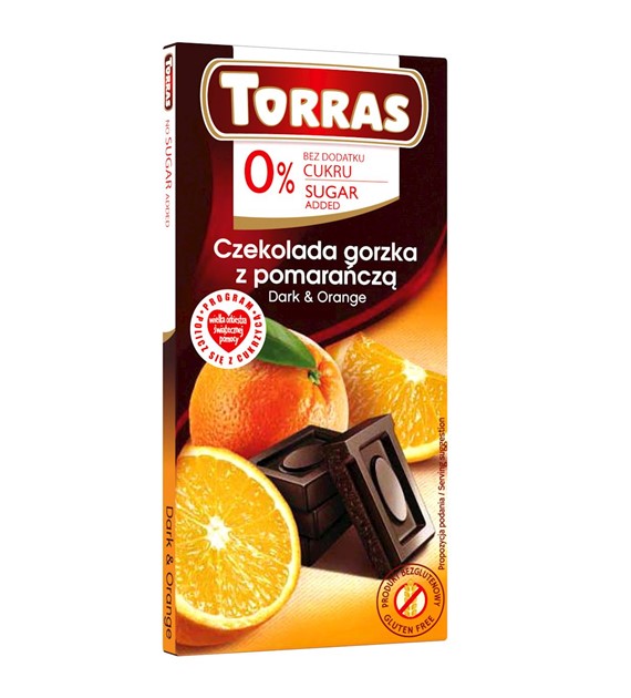 Czekolada gorzka z pomarańczą bez cukru, Torras