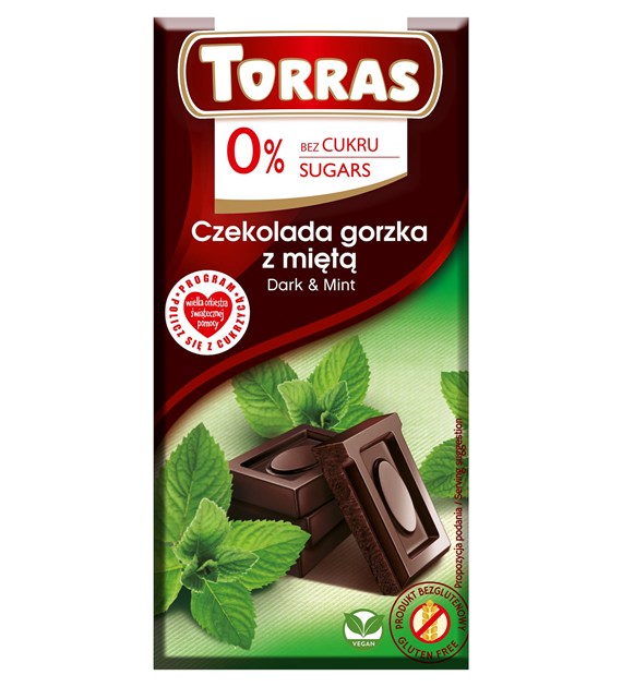 Czekolada gorzka z miętą bez cukru, Torras