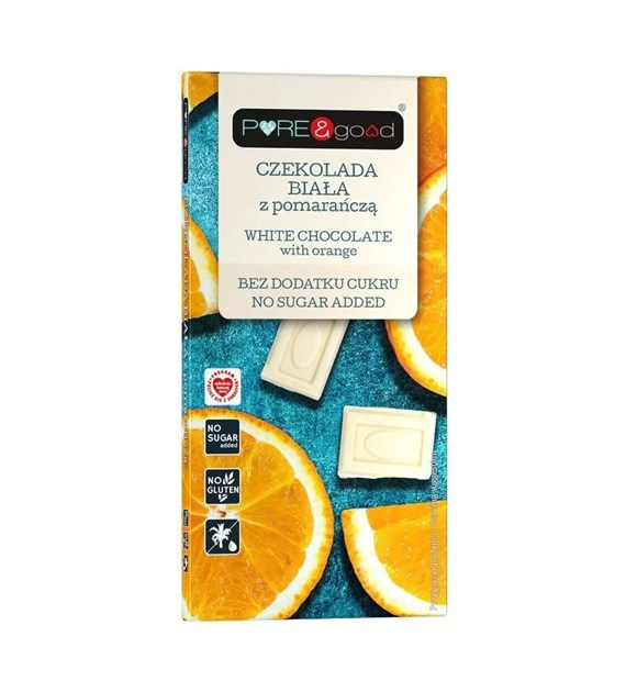 Czekolada biała z pomarańczą bez cukru, Pure&Good