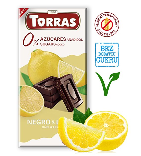 Czekolada gorzka z cytryn�� bez cukru, 75g Torras
