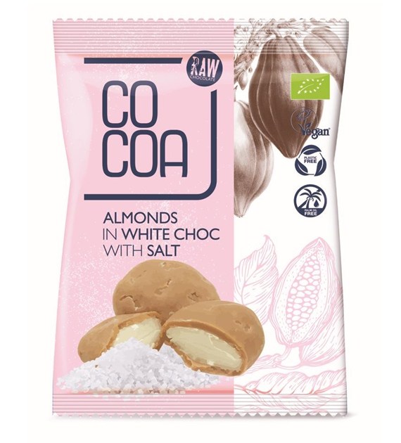 Cocoa Migdały w białej polewie z solą bio 70g