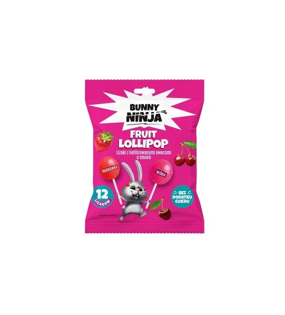 Lizaki owocowe Bunny Ninja wiśnia i truskaw 12x10g