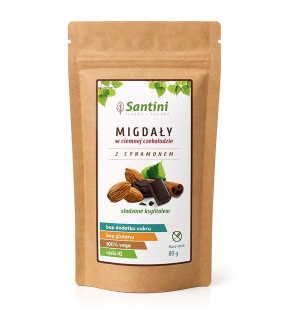 Migdały w ciemnej czekoladzie, Santini, 80g